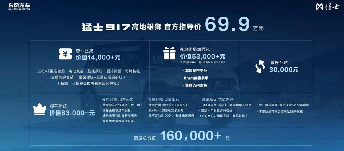 官方指導(dǎo)價69.9萬元，東風(fēng)猛士917高地雄獅硬核上市